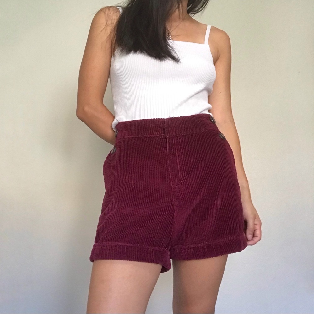 Vintage Maroon red corduroy shorts